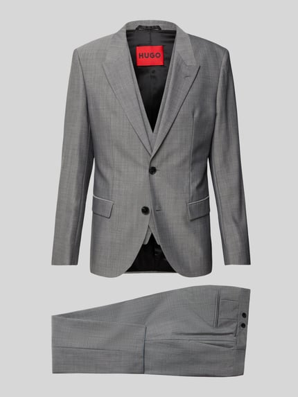 HUGO Regular Fit Anzug aus Wolle mit Bundfalte Hellgrau 1