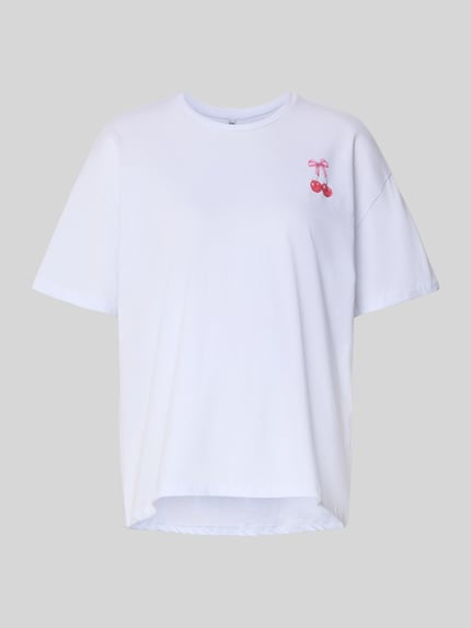 PIECES Oversized T-Shirt aus reiner Baumwolle Modell 'MIKKA' Weiss 2