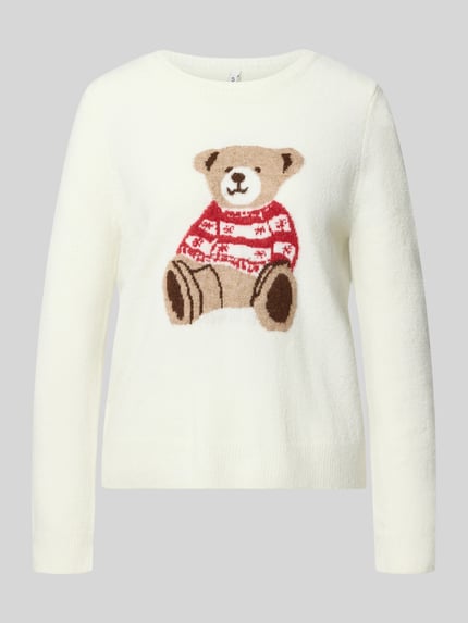 ONLY Pullover mit Hundemotiv Weihnachten Ecru 2