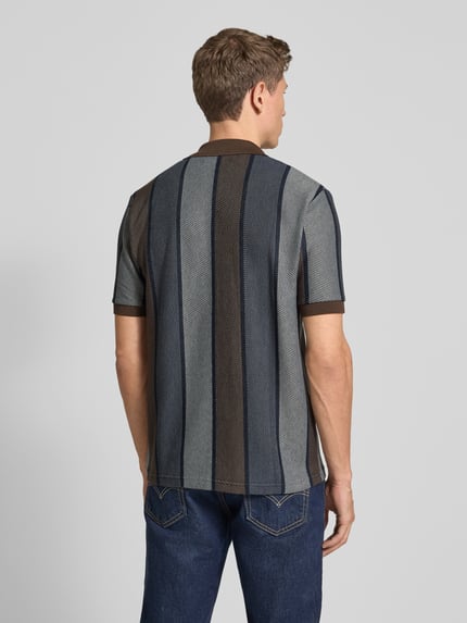 Samsøe Samsøe Poloshirt met geribde mouwboorden, model 'TRAVIS' Donkerblauw - 5