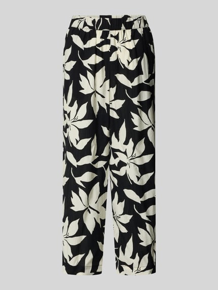 Productfoto, Wide Leg Culotte aus Viskose-Mix van s.Oliver RED LABEL, zwart-wit all-over patroon, elastische taille, crêpe, viscose-mix