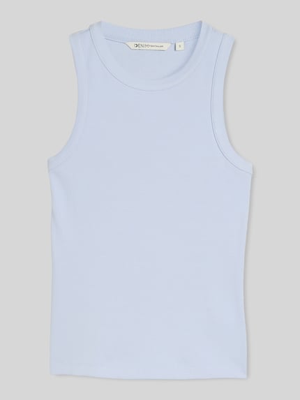 Tom Tailor Denim slim fit top van katoenmix Lichtblauw - 2