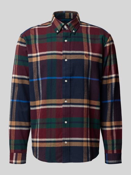 Produktfoto, Regular Fit Freizeithemd aus reiner bawełna mit wyhaftowane logo, Wzór w kratę, kołnierzyk typu button down, MCNEAL