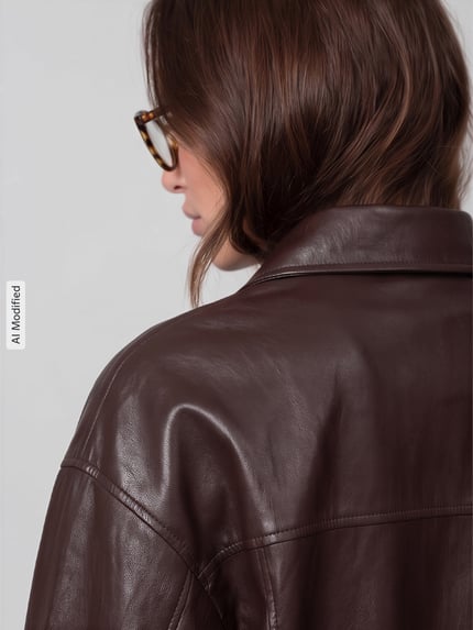 Jake*s Casual Regular Fit Kunstlederjacke mit überschnittenen Schultern Dunkelbraun 3