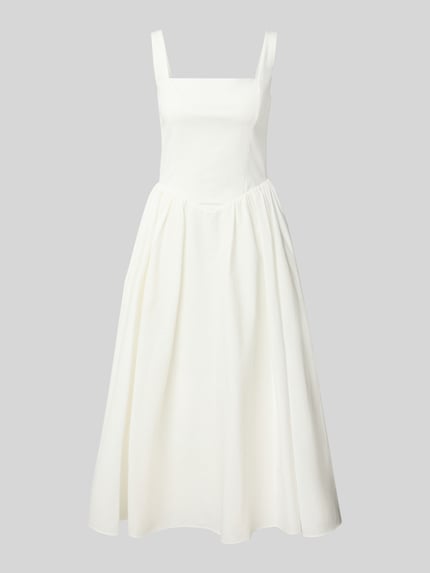 Produktfoto, Cocktailkleid mit rückseitigem Reißverschluss von Jake*s Cocktail, A-Linie, Midikleid, weiß, Baumwoll-Mix, strukturierte Oberfläche