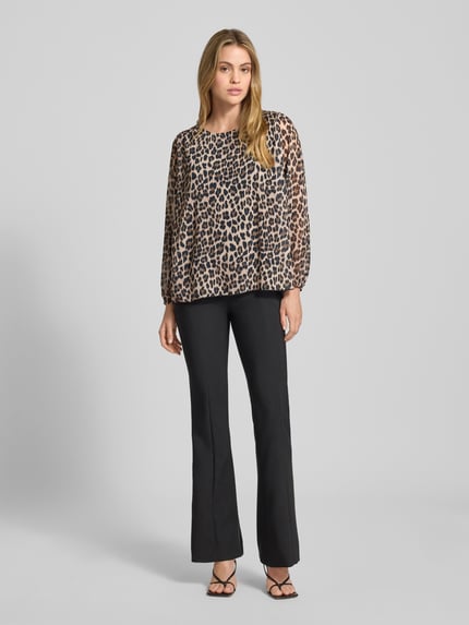 ZABAIONE Relaxed fit blouse met ronde hals Middenbruin - 1