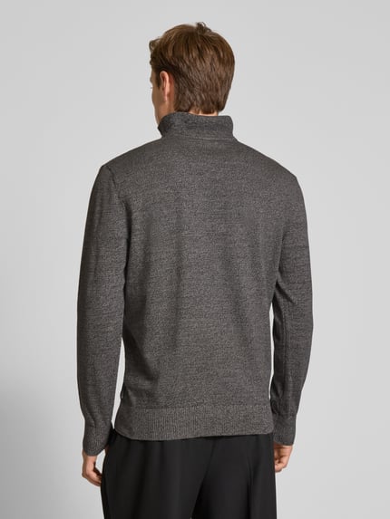 Tom Tailor Denim Regular Fit Troyer aus reiner Baumwolle Dunkelgrau Melange 5