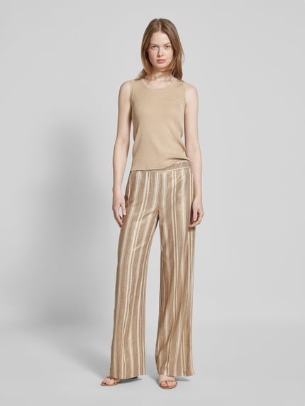 ROSNER Wide leg stoffen broek met elastische band, model 'Mara Trend' Beige - 1