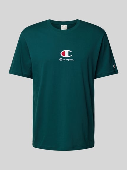 Champion T-Shirt mit Label-Stitching Dunkelgruen 2