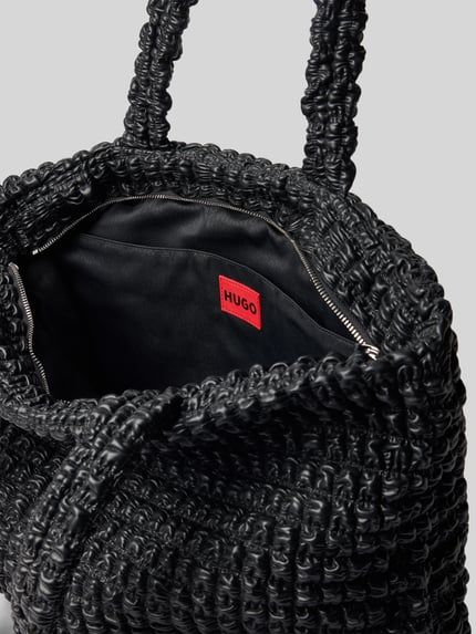 Produktfoto, Torba shopper w imitacji skóry Model 'MHATI' od HUGO, efekt: jednolity kolor, zamek błyskawiczny, główna przegroda, przegródka, naszywka z logo, uchwyt, wykończenie materiału: sztuczna skóra
