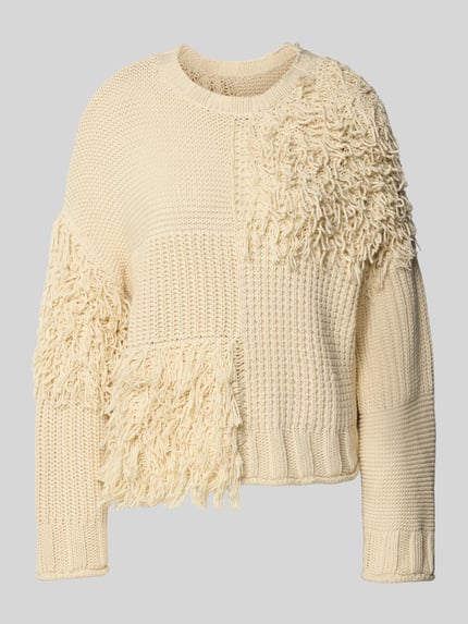 Jake*s Studio Woman Relaxed Fit Strickpullover mit Fransen Ecru 2