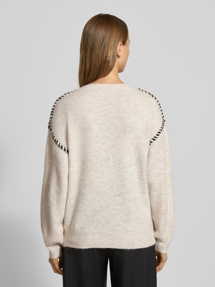 FREE/QUENT Gebreide pullover met ronde hals, model 'Kinlock' Beige - 5