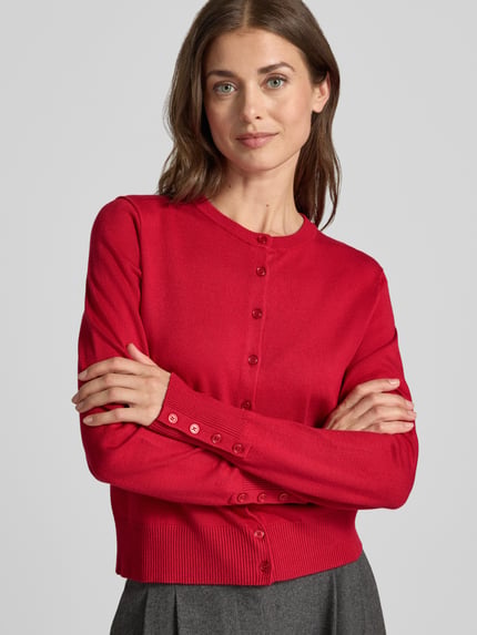 Jake*s Collection Cardigan mit durchgehender Knopfleiste Kirsche 3
