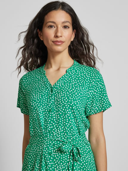 VILA Knielange jurk van viscose met strikceintuur Groen - 3