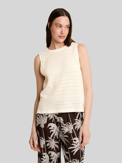 Tom Tailor Denim Loose Fit Top aus reiner Baumwolle in Strickoptik Offwhite 4