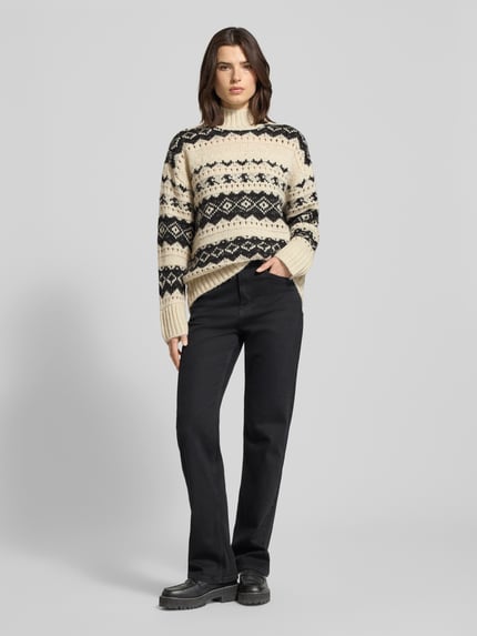 VERO MODA Regular Fit Strickpullover mit Mock Neck Modell 'AMPLE' Offwhite 1