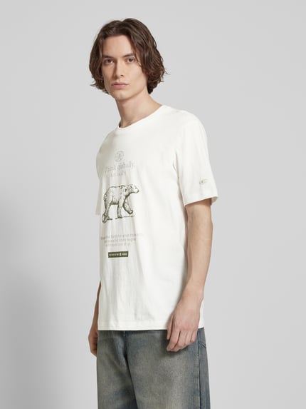 Champion T-shirt z detalami z logo Złamany biały 4