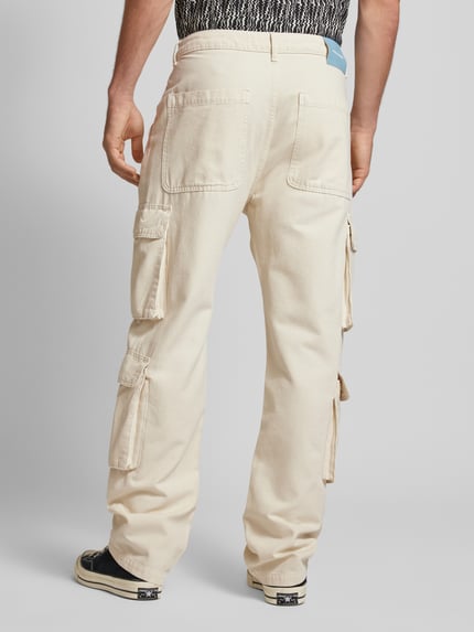 PEGADOR Wide Leg Cargohose mit Label-Stitching Modell 'PRETO' Offwhite 5