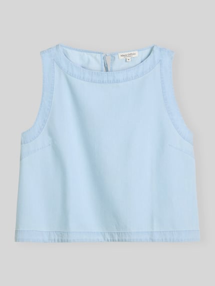 Marc O'Polo relaxed fit blouse met korte mouwen van mix van katoen en lyocell Lichtblauw - 2