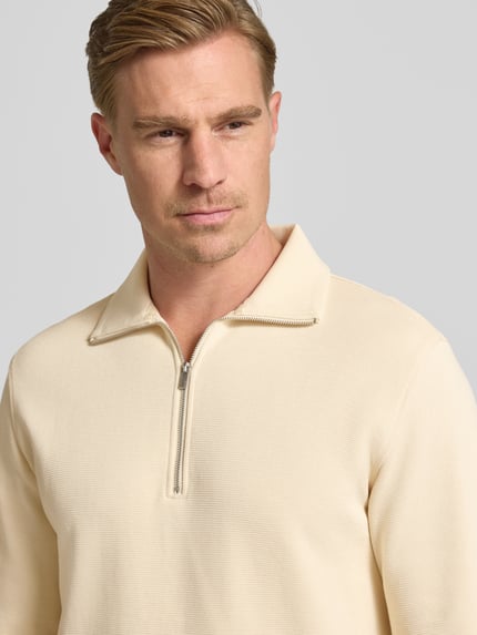 Selected Sweatshirt van katoenmix, model 'KEV' Ecru - 3