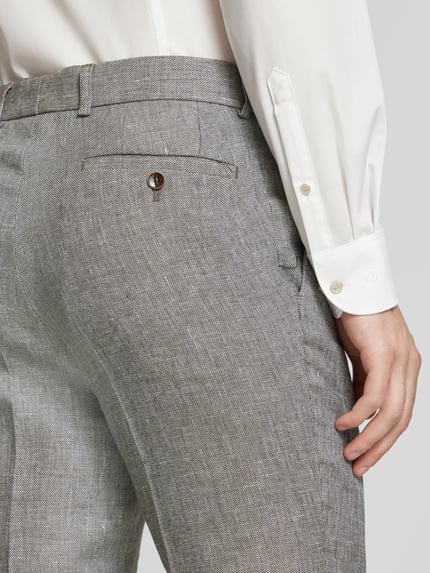 Carl Gross Slim Fit Anzughose aus Leinen-Mix mit Woll-Anteil Mittelbraun 3