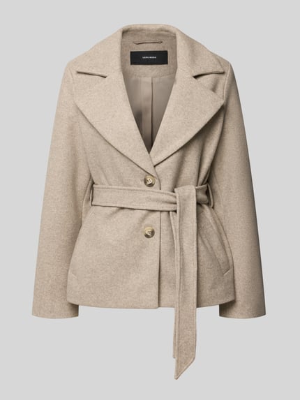 VERO MODA Regular Fit Webpelzmantel mit Bindegürtel Modell 'FORTUNEMAJA' Sand 2