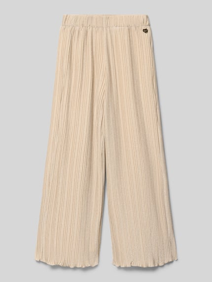 Produktfoto, Hose mit weitem Bein und elastischem Bund von Guess in beige metallic mit riblook, bandwijdte maat 140 33 cm, binnenbeenlengte 71 cm