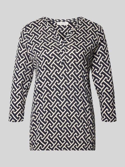 Christian Berg Woman Regular Fit Langarmshirt im Allover-Look Dunkelblau 1