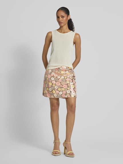 YAS High Waist Minirock mit Pailletten Modell 'LALEA' Rosa 1