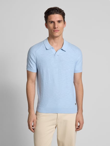 s.Oliver RED LABEL Regular fit poloshirt met structuur van vlamgaren Lichtblauw - 4