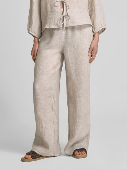 Christian Berg Woman Wide Leg Leinenhose mit Eingrifftaschen Beige 4
