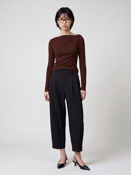 VERO MODA Langarmshirt mit U-Boot-Ausschnitt Mittelbraun 1