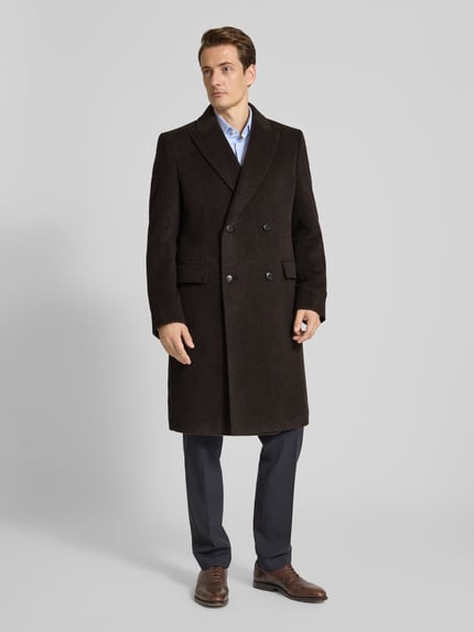BOSS Regular Fit Wollmantel aus Alpaka-Mix Modell 'HYDE-DB-PEAK-254' Dunkelbraun 4