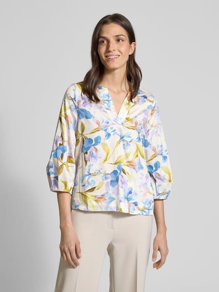 ETERNA Comfort fit blouse met V-hals Blauw - 4