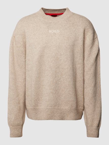 HUGO Strickpullover mit Alpaka-Woll-Anteil Modell 'Seese' Beige 1