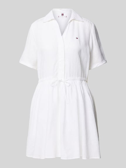 Tommy Hilfiger Ausgestelltes Hemdblusenkleid aus reinem Leinen Weiss 2