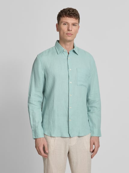 Marc O'Polo regular fit vrijetijdsoverhemd van puur linnen Mintgroen - 4