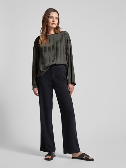 Jake*s Studio Woman Blusenshirt aus Viskose-Mix mit Rundhalsausschnitt Anthrazit 1