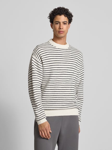 JACK & JONES Sweter z dzianiny ze wzorem w paski model ‘SOHO OLLIE’ Złamany biały 4