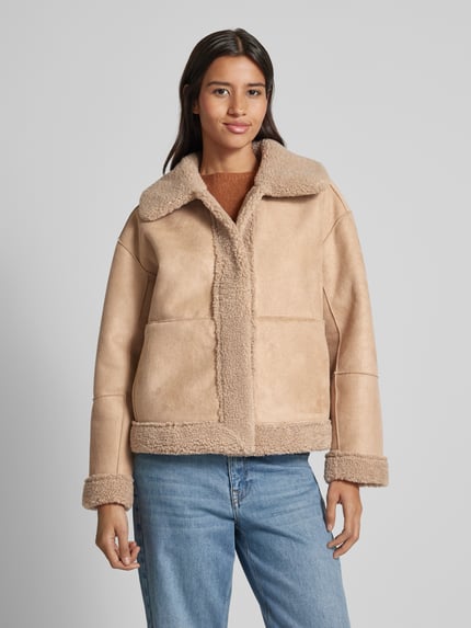 FREE/QUENT Webpelzjacke mit Teilungsnähten Modell 'Lamby' Taupe 4
