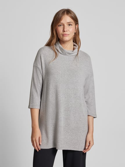 Soyaconcept Shirt met lange mouwen van viscosemix met col, model 'Biara' Middengrijs gemêleerd - 4