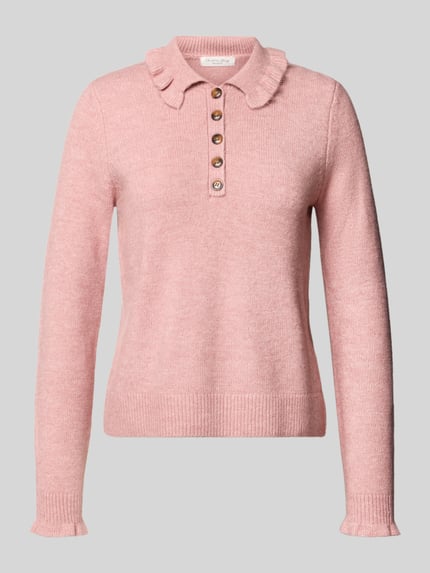 Christian Berg Woman Strickpullover mit Umlegekragen und Knopfleiste Mauve 1