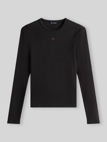 Tommy Jeans Slim Fit Langarmshirt aus Baumwoll-Mix Black 2