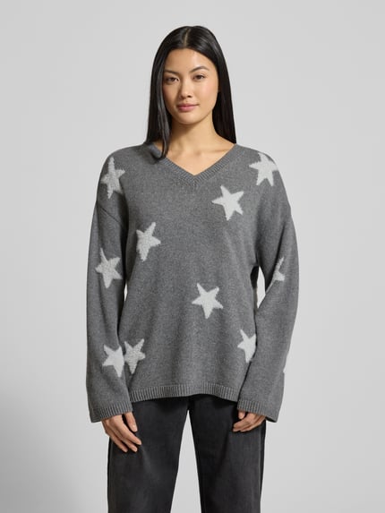 Smith and Soul Loose fit gebreide pullover met kasjmier Middengrijs gemêleerd - 4
