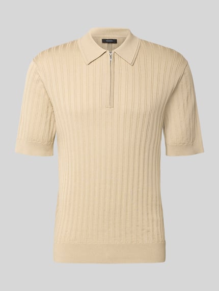 Produktfoto, Slim Fit Poloshirt mit Reißverschluss von Matinique aus Reine Baumwolle im Strickshirt Stil mit Ripp-Optik und Polokragen.