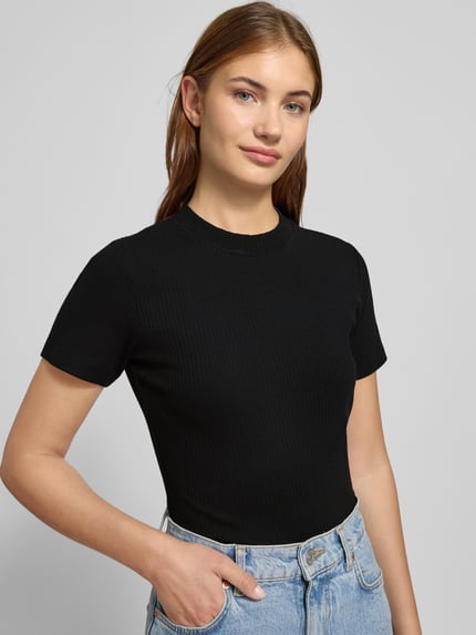 Marc O'Polo DENIM T-shirt in riblook Zwart - 3