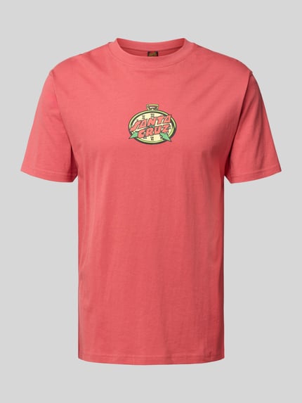 Santa Cruz T-Shirt mit Label-Print und Rundhalsausschnitt Koralle 2