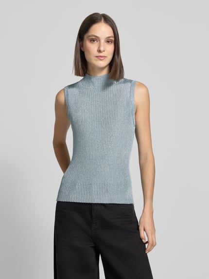 MOS MOSH Slim Fit Pullunder mit Stehkragen Modell 'Imanja' Eisblau 4