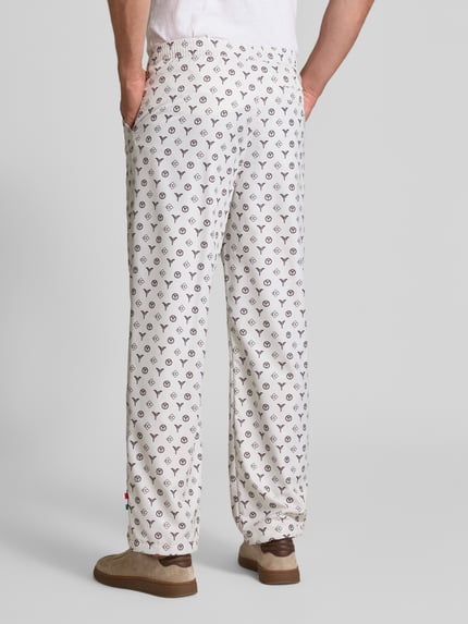 Carlo Colucci Wide Leg Sweatpants mit elastischem Bund Offwhite 5