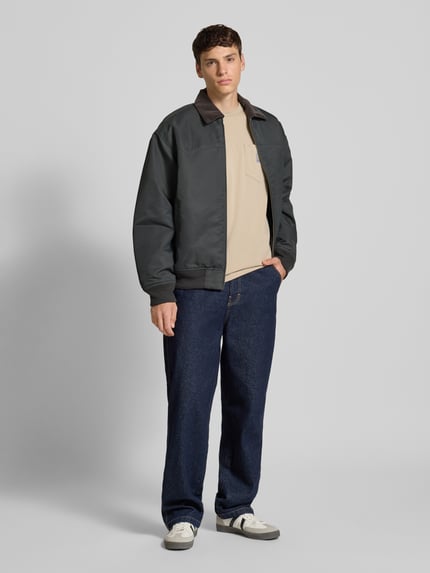 Carhartt Work In Progress Regular fit bomberjack met kentkraag Grafiet - 1